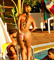 Beyonce in tiny bikini at the pool